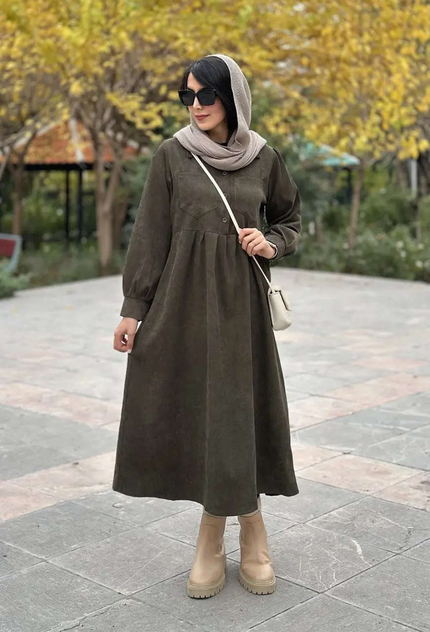پیراهن مانتویی پاییزه ترگل